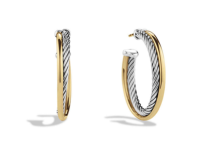 Two Tone Plated Twisted Wire Hoop Earring